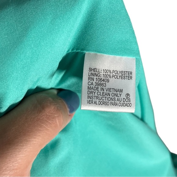 Tahari X Arthur S. Levine Aqua Checkered Green Belted Structured Sheath Dress - Picture 9 of 9